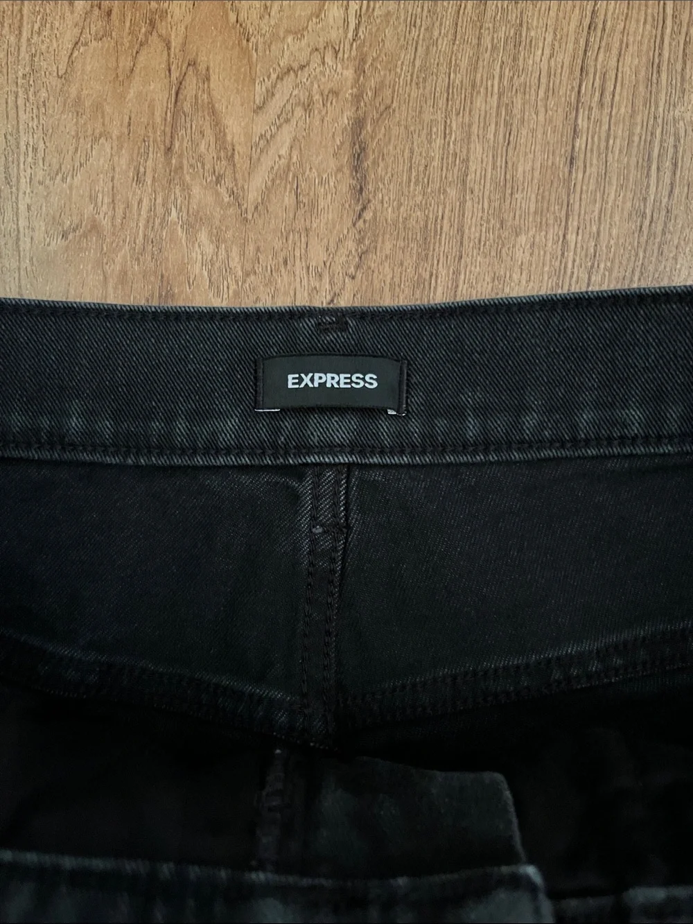 Express High Waisted Black Ripped 90s Bootcut Jeans
